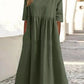 Promoção de verão - Vestido de algodão com decote redondo, bolsos e alças no pescoço