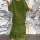 💎 -50% DE DESCONTO LIMITADO! 💎 Vestido Maxi Artístico – Caimento Solto, Decote Morcego e Elegância Fluida