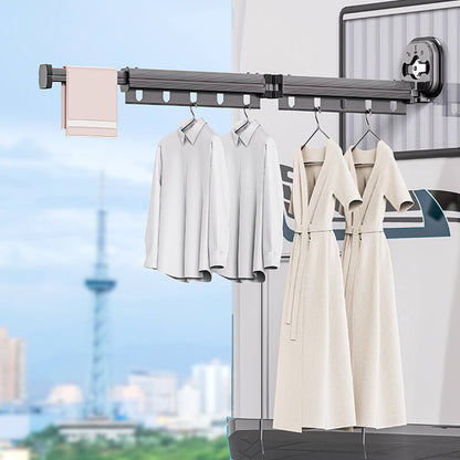 🎁Promoção com 50% de desconto❄️ Rack de secagem de roupas dobrável montado na parede/suporte para cortina de chuveiro🏡