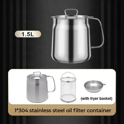 Strain & Reuse Oil Instantly! 2-in-1 Stainless Oil Strainer Pot