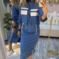 💖 Conjunto feminino de jaqueta e vestido com gola alta ❄️