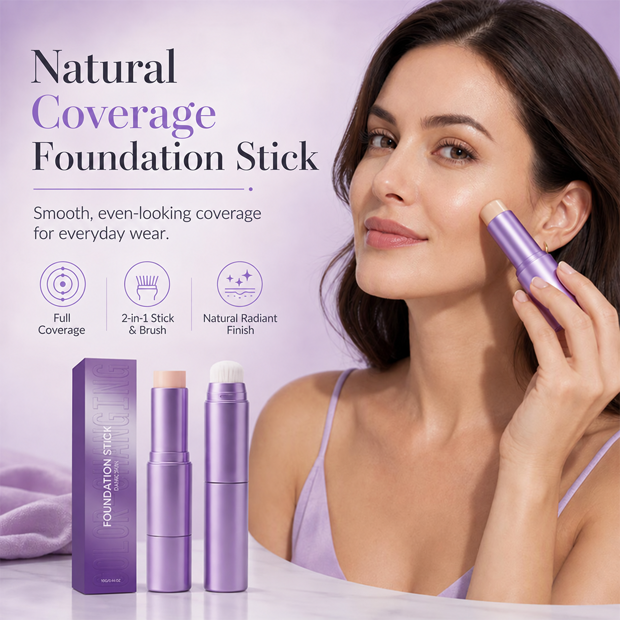 🔥Last Day Buy 1 Get 1 FREE💄✨ 2-in-1 Color Changing Foundation Stick | Skin Tone Matching Cream Foundation Stick for Flawless Makeup