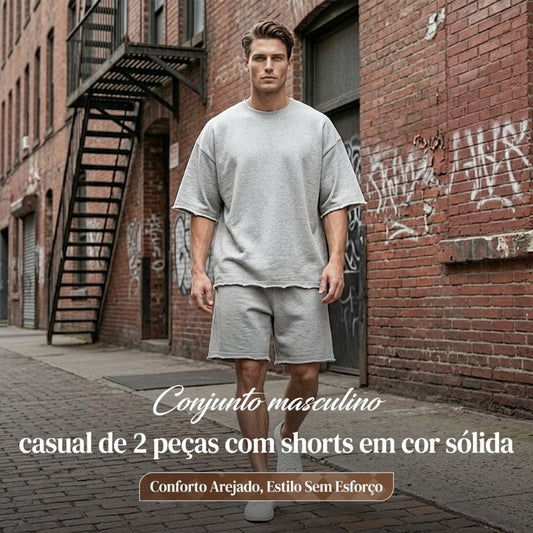 Conjuntos esportivos casuais sem mangas em cores sólidas