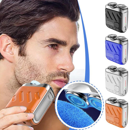Portable Rotary Dual Ring Electric Shaver | IPX7 Waterproof & 3D Floating Heads | Wet/Dry Use & Car Charger Included