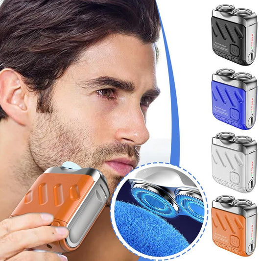 Portable Rotary Dual Ring Electric Shaver | IPX7 Waterproof & 3D Floating Heads | Wet/Dry Use & Car Charger Included