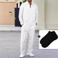💥 Conjunto masculino de moletom de malha waffle e calça reta – aconchegante, respirável e elegante sem esforço 👕👖