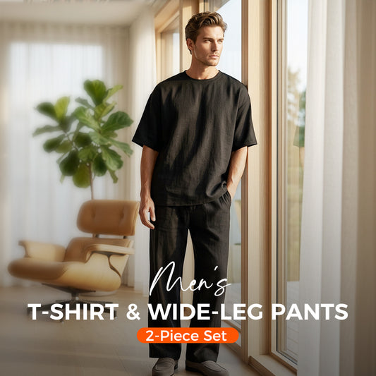 Conjunto masculino de duas peças: camiseta e calça pantalona
