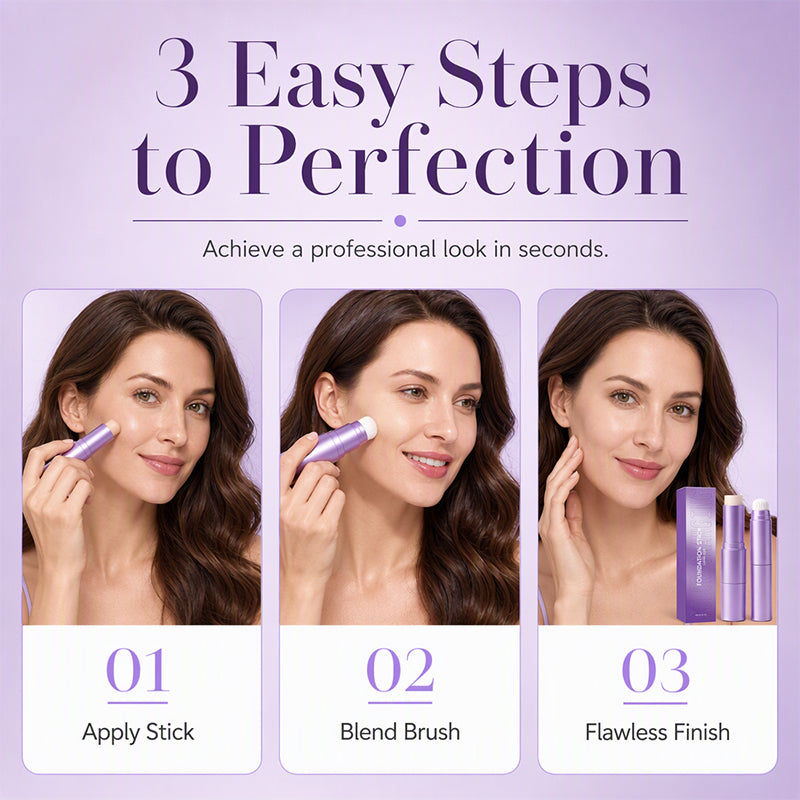 🔥Last Day Buy 1 Get 1 FREE💄✨ 2-in-1 Color Changing Foundation Stick | Skin Tone Matching Cream Foundation Stick for Flawless Makeup