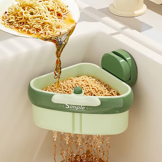 🔥Suction Cup Sink Corner Rack. Traps food debris, allowing water to flow faster