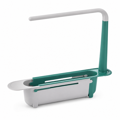 🔥Limited Time Promotion 50% OFF🔥2-in-1 Sink Organizer Rack – Expandable Sponge Holder & Kitchen Towel Drying Bar