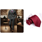 Conjunto de terno risca de giz masculino com abotoamento duplo