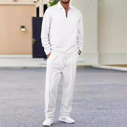 💥 Conjunto masculino de moletom de malha waffle e calça reta – aconchegante, respirável e elegante sem esforço 👕👖