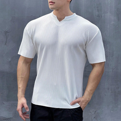 Men's V-Neck Short Sleeve Muscle Athletic Workout T-Shirts😍