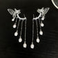 Women's Butterfly Hollow Tassel Earbone Clip Stud Earrings