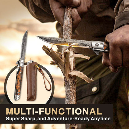 🗡️Super cool👉Folding knife with wooden handle for work, hiking & camping⛺50%~70% off for a limited time⏳
