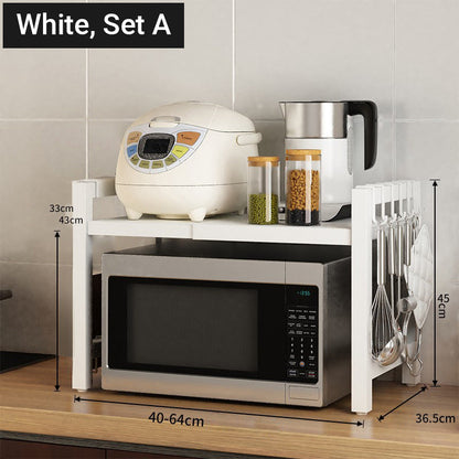 Expandable Microwave Oven Rack with Hooks