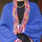 Rainbow-Edged Knitted Shawl with Sleeves