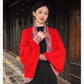 Rainbow-Edged Knitted Shawl with Sleeves