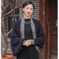 Rainbow-Edged Knitted Shawl with Sleeves