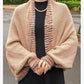 Rainbow-Edged Knitted Shawl with Sleeves