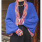 Rainbow-Edged Knitted Shawl with Sleeves