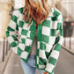 💥Women's Trendy Warm Checkerboard Jacket with Zipper Pockets