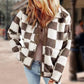 💥Women's Trendy Warm Checkerboard Jacket with Zipper Pockets