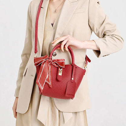 Women's Faux Leather Bucket Handbag with Strap 7 clours
