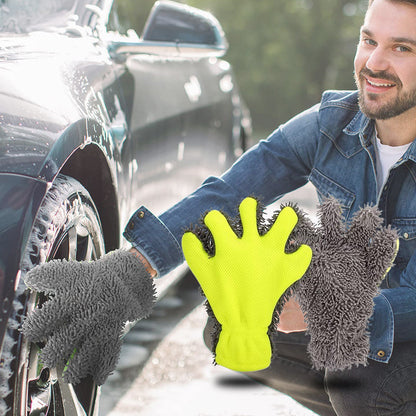 💚 COMPRE 2, GANHE 1 GRÁTIS! 💚 Luva de Lavagem de Carro Cinco Dedos, Dupla Face