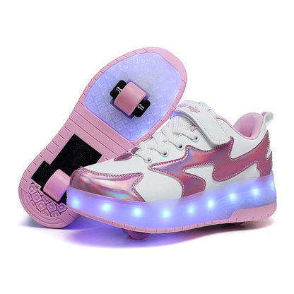 LED Light-Up Roller Shoes with Detachable Wheels