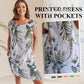 🌸Ofertas Especiais de Primavera🌸 Vestido casual estampado com bolsos