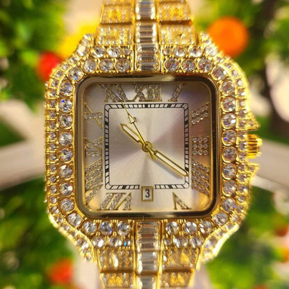 Luxurious Zircon-Encrusted Quartz Watch