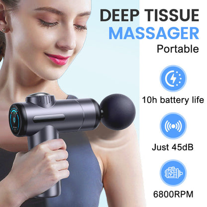🎉🛍️Hot Promotion 50% OFF💆‍♀️Portable Deep Tissue Massager with 6 Speeds & 4 Heads