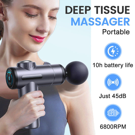 🎉🛍️Hot Promotion 50% OFF💆‍♀️Portable Deep Tissue Massager with 6 Speeds & 4 Heads