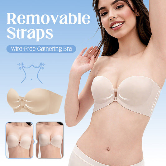 Removable Straps Wire-Free Gathering Bra