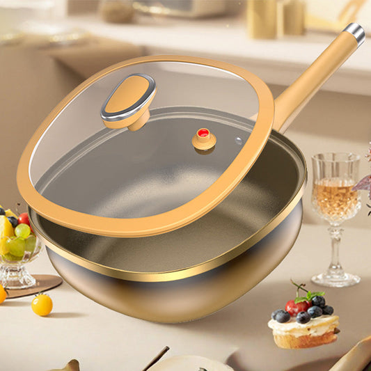 30 cm titanium alloy flat-bottomed pan, wok, non-stick pan, three-in-one