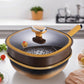 30 cm titanium alloy flat-bottomed pan, wok, non-stick pan, three-in-one