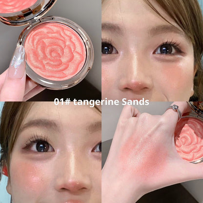 Flower Knows Strawberry Rococo Embossed Blush, Blush em Pó Matte Rosa Malva para as Bochechas, Maquiagem Facial Construível e Fácil de Esfumar