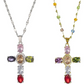 💎 50% DE DESCONTO!! ✝️ Colar colorido com pingente de cruz de strass – brilho intenso, comprimento ajustável e um visual marcante ✨