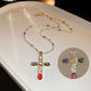 💎 50% DE DESCONTO!! ✝️ Colar colorido com pingente de cruz de strass – brilho intenso, comprimento ajustável e um visual marcante ✨