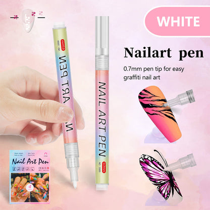 Conjunto de canetas profissionais para Nail Art com 12 cores