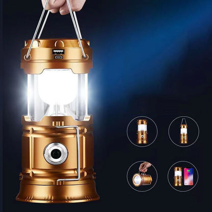 Luz de acampamento retrátil movida a energia solar