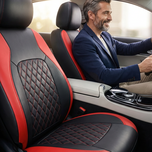 🔥PROMOÇÃO QUENTE com 50% de desconto🎁Conjunto de capa de assento de carro de couro com ajuste universal de 9 peças