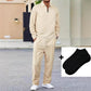 💥 Conjunto masculino de moletom de malha waffle e calça reta – aconchegante, respirável e elegante sem esforço 👕👖
