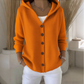 Cardigã feminino de malha com capuz e botões