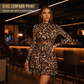 Minivestido feminino com estampa de leopardo franzido