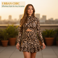 Minivestido feminino com estampa de leopardo franzido