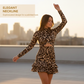 Minivestido feminino com estampa de leopardo franzido
