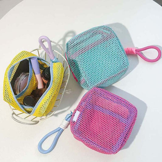 Portable Mesh Color-Block Organizer Bag