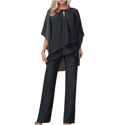 🎁Novidade com 50% de desconto💥 Conjunto elegante de calça assimétrica de duas peças